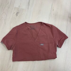 Figs Brick Red Scrub Top
